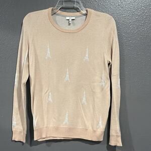 Joie wool cashmere blend Valera Eiffel Tower knit crewneck sweater sz S